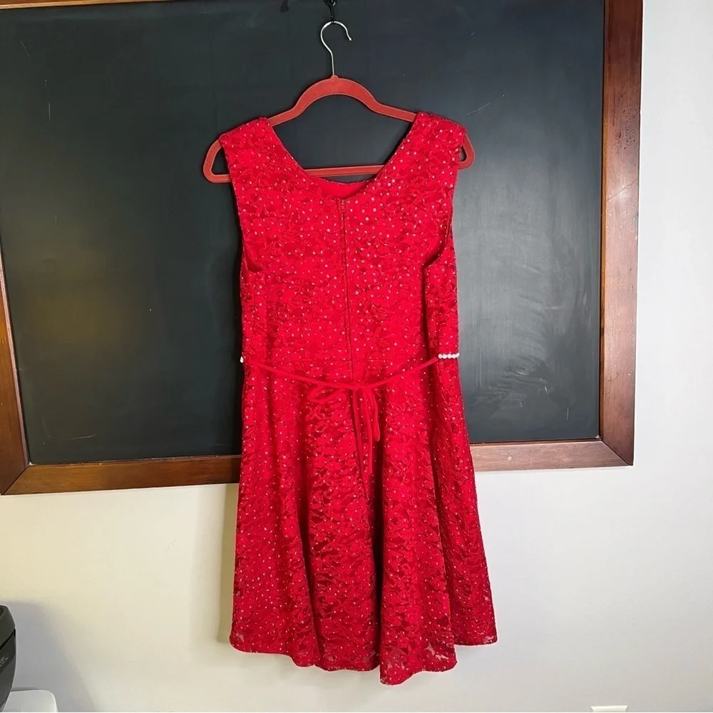 Speechless Girls Plus Size 20.5 Red Party Dress Rhinestone Sleeveless Tie XXL - Picture 3 of 7